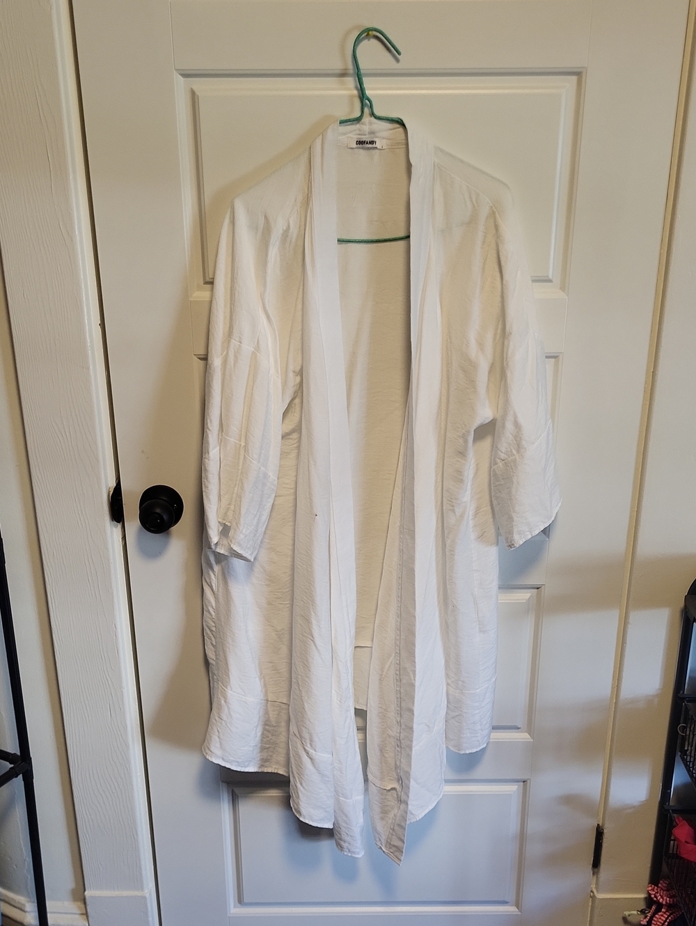 White Open-Front Duster Cardigan by Unknown Brand